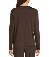 Eileen Fisher Organic Pima Cotton Jersey Crew Neck Long Sleeve Tee Shirt