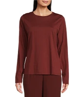 Eileen Fisher Organic Pima Cotton Jersey Crew Neck Long Sleeve Tee Shirt