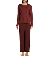 Eileen Fisher Organic Pima Cotton Jersey Crew Neck Long Sleeve Tee Shirt