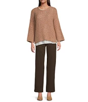 Eileen Fisher Peruvian Alpaca Crew Neck Long Sleeve Sweater