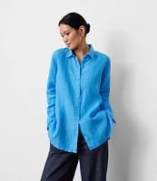 Eileen Fisher Petite Classic Collar Linen Long Sleeve Button Down Shirt