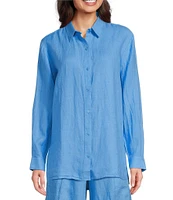 Eileen Fisher Petite Classic Collar Linen Long Sleeve Button Down Shirt