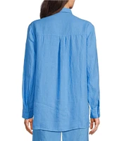 Eileen Fisher Petite Classic Collar Linen Long Sleeve Button Down Shirt