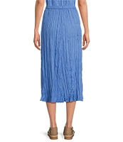 Eileen Fisher Petite Crushed Silk Pull-On A-Line Midi Skirt
