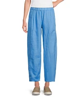 Eileen Fisher Petite Organic Linen Elastic Waist Pleated Lantern Ankle Pants