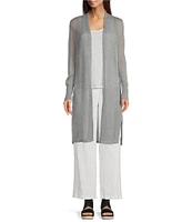 Eileen Fisher Petite Organic Linen Cotton Open Front Long Sleeve Cardigan