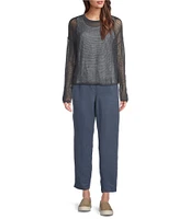 Eileen Fisher Petite Organic Linen Silk Twill Pleated Ankle Pants