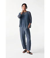 Eileen Fisher Petite Organic Linen Silk Twill Pleated Ankle Pants