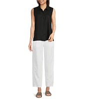Eileen Fisher Petite Organic Linen Pleated Lantern Ankle Pants