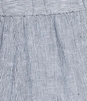 Eileen Fisher Petite Puckered Organic Linen Yarn-Dyed Stripe Elastic Waist Pull-On Pants