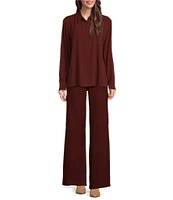 Eileen Fisher Petite Size Boiled Wool Jersey Wide Leg Cargo Pant