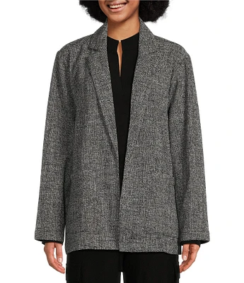 Eileen Fisher Petite Size Notch Lapel Collar Long Sleeve Pocketed Open Front Long Blazer