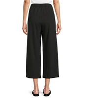 Eileen Fisher Petite Size Organic Cotton Blend Stretch Jersey Elastic Drawstring Straight Leg Ankle Pants