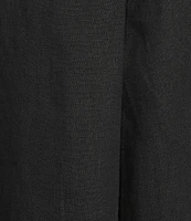 Eileen Fisher Petite Size Organic Linen Notch Collar V-Neck Cap Sleeve Shirt Dress