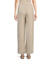 Eileen Fisher Petite Size Shimmering Velvet Crushed Texture Wide-Leg Pull-On Coordinating Pants