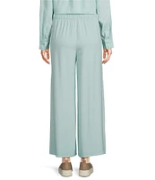 Eileen Fisher Petite Size Silk Georgette Crepe Wide-Leg Pull-On Ankle Pants