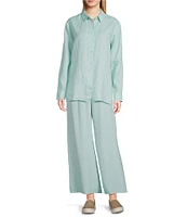 Eileen Fisher Petite Size Silk Georgette Crepe Wide-Leg Pull-On Ankle Pants