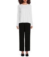 Eileen Fisher Petite Size Silk Straight Leg Pull-On Ankle Pants