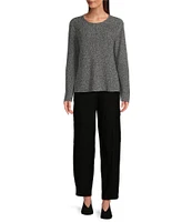 Eileen Fisher Petite Size Stretch Crepe Stretch Elastic Waist Lantern Ankle Length Wide Cargo Pants