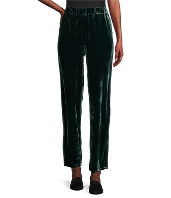 Eileen Fisher Petite Size Velvet High Pleated Waist Pull-On Tapered Ankle Pants