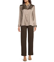 Eileen Fisher Petite Size Washable Flex Ponte Double Knit Straight Leg Pull-On Pants