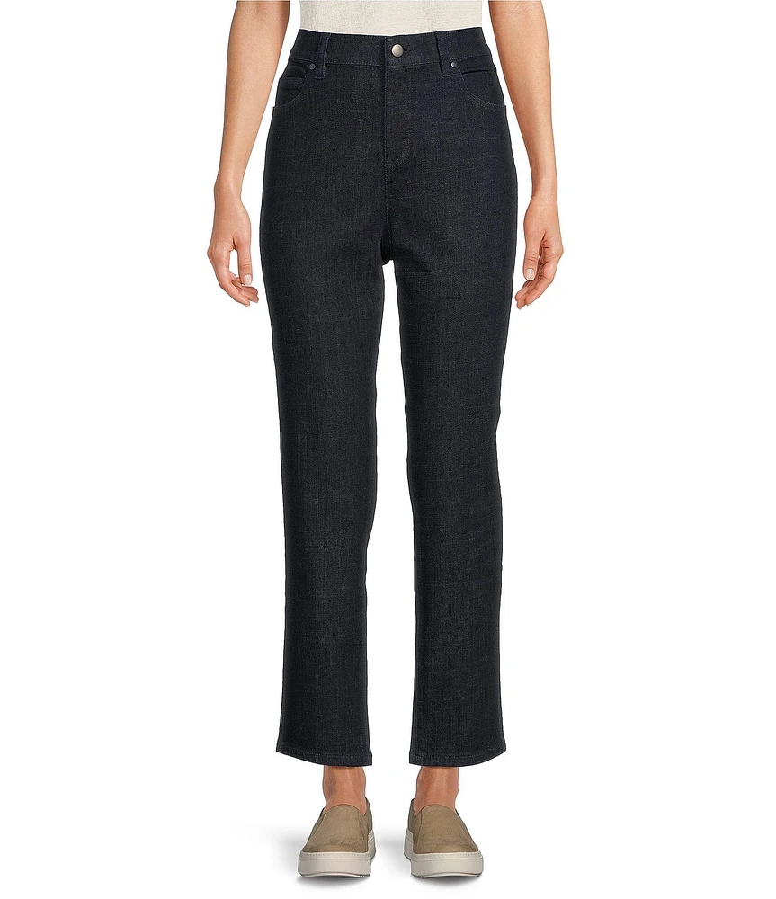 Eileen Fisher Petite Organic Recycled Cotton Stretch Denim High Waist Slim Leg Jeans