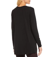 Eileen Fisher Petite Size Tencel Jersey Long Sleeve Side Slit Crew Neck Tunic