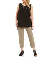 Eileen Fisher Plus Size Silk Georgette Crepe Boat Neck Sleeveless Tunic