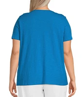 Eileen Fisher Plus Easy Organic Cotton Jersey Knit V-Neck Short Sleeve Tee
