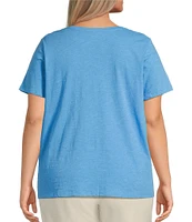 Eileen Fisher Plus Easy Organic Cotton Jersey Knit V-Neck Short Sleeve Tee