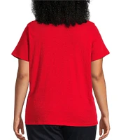 Eileen Fisher Plus Easy Organic Cotton Jersey Knit V-Neck Short Sleeve Tee