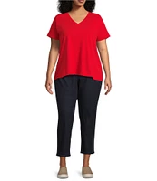 Eileen Fisher Plus Easy Organic Cotton Jersey Knit V-Neck Short Sleeve Tee