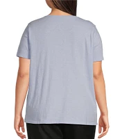Eileen Fisher Plus Easy Organic Cotton Jersey Knit V-Neck Short Sleeve Tee