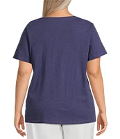 Eileen Fisher Plus Easy Organic Cotton Jersey Knit V-Neck Short Sleeve Tee