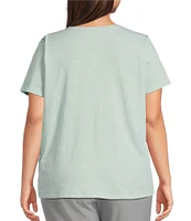 Eileen Fisher Plus Easy Organic Cotton Jersey Knit V-Neck Short Sleeve Tee