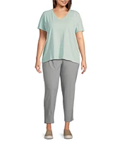 Eileen Fisher Plus Easy Organic Cotton Jersey Knit V-Neck Short Sleeve Tee