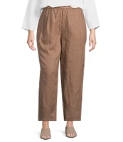Eileen Fisher Plus Organic Linen Elastic Waist Pleated Lantern Ankle Pants