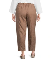 Eileen Fisher Plus Organic Linen Elastic Waist Pleated Lantern Ankle Pants