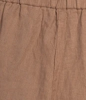 Eileen Fisher Plus Organic Linen Elastic Waist Pleated Lantern Ankle Pants