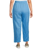 Eileen Fisher Plus Organic Linen Elastic Waist Pleated Lantern Ankle Pants