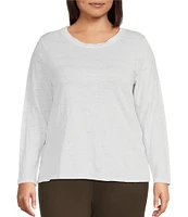 Eileen Fisher Plus Linen Jersey Round Neck Long Sleeve Top