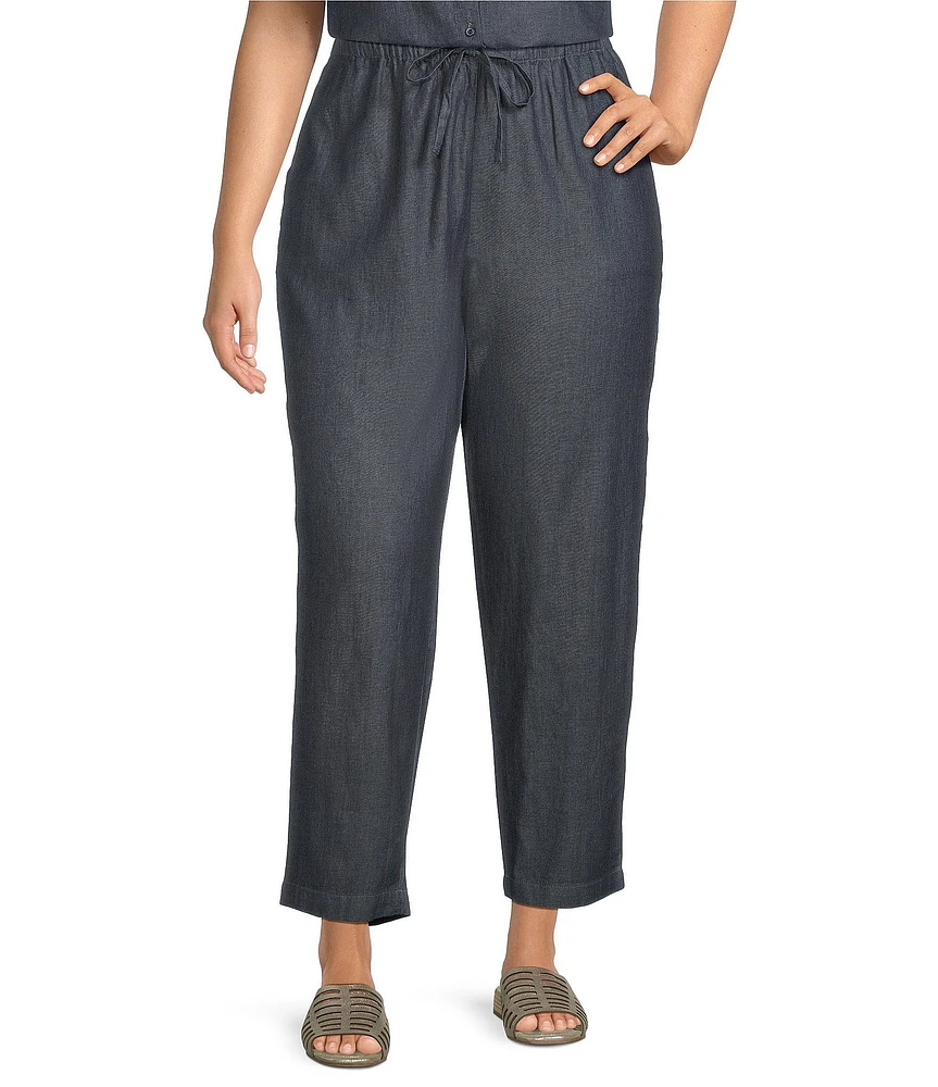 Eileen Fisher Plus Organic Cotton Twill Pull-On Ankle Pants