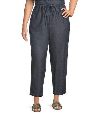 Eileen Fisher Plus Organic Cotton Twill Pull-On Ankle Pants