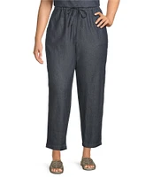 Eileen Fisher Plus Organic Cotton Twill Pull-On Ankle Pants