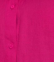 Eileen Fisher Plus Organic Handkerchief Linen Mandarin Collar Short Sleeve Top