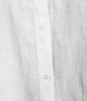 Eileen Fisher Plus Organic Handkerchief Linen Point Collar Sleeveless Button Front Shirt