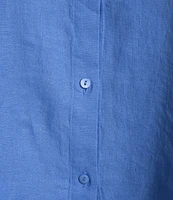 Eileen Fisher Plus Organic Handkerchief Linen Point Collar Sleeveless Button Front Shirt