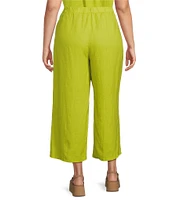 Eileen Fisher Plus Organic Linen Elastic Waist Wide Leg Pants