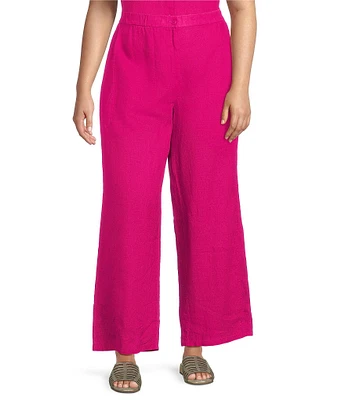 Eileen Fisher Plus Organic Linen Mid-Rise Straight Leg Pants