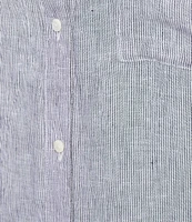 Eileen Fisher Plus Puckered Organic Linen Point Collar Long Sleeve Shirt